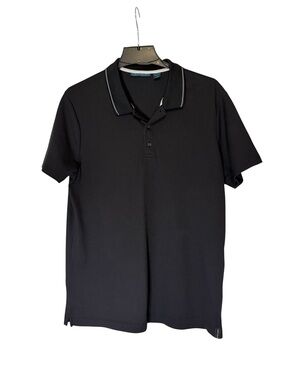 Men's Black Polo Shirt with Contrast Trim Size Large